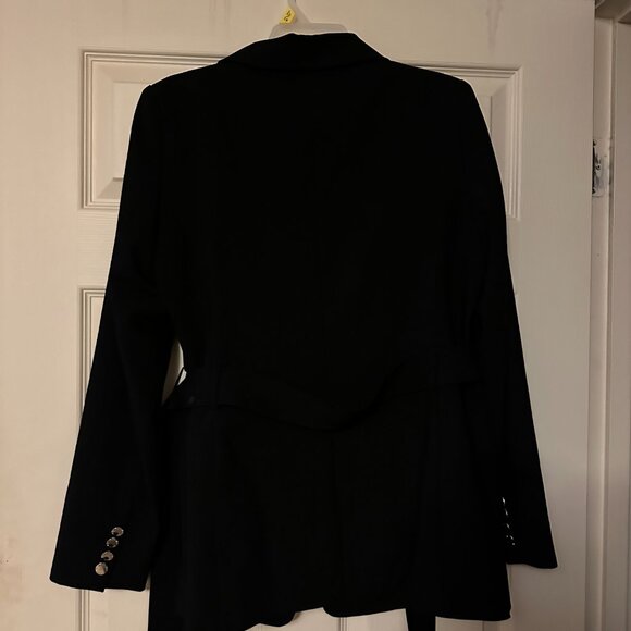 Calvin Klein Lux Stretch Peak Lapel Long Sleeve One Button Front Belted Jacket, - Picture 2 of 6